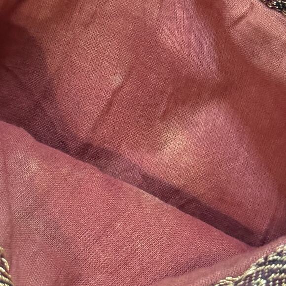 VTG Burgundy Velvet Gold Thread Paisley Brocade Crystal Bead Christmas Stocking - Picture 9 of 9